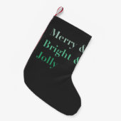 Green Merry & Bright & Jolly Typografy Men's Kleiner Weihnachtsstrumpf (Vorderansicht (hängend))