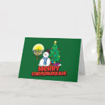 Green Merry Chrismukkah Juden und Weihnachten<br><div class="desc">Frohe Chrismukkah jüdische und Weihnachten Grußkarte. Wenn Sie die Ferien vermischen,  oder Sie kennen jemanden,  der jüdisch und Weihnachten feiert,  dann schicken Sie ihnen diese phantastischen Schneemann und menorah Chrismukkah Karten!</div>