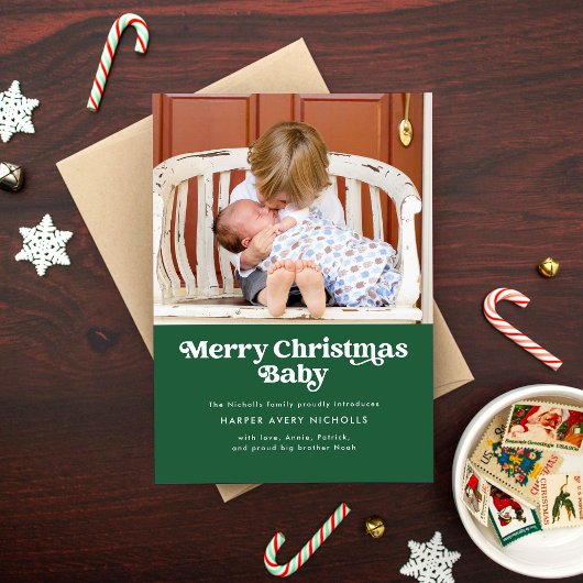 Green Merry Christmas Baby Birth Ankündigung
