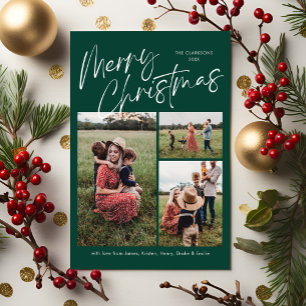 Green Merry Christmas Calligraphy Script 3 Foto Feiertagskarte