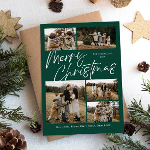 Green Merry Christmas Calligraphy Script 5 Foto Feiertagskarte