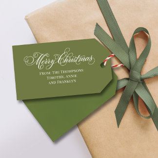 Green Merry Christmas Calligraphy Script Geschenkanhänger