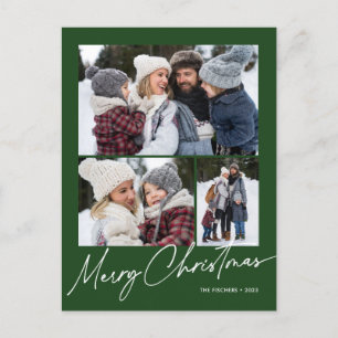 Green Merry Christmas Calligraphy Simple 3 Foto Feiertagspostkarte