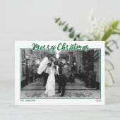 Green Merry Christmas Card Feiertagskarte (Stehend Vorderseite)