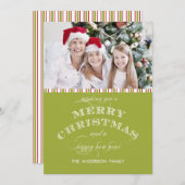 GREEN MERRY CHRISTMAS FOTOKARTE FEIERTAGSKARTE (Vorne/Hinten)