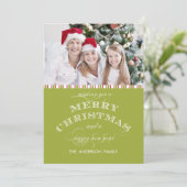 GREEN MERRY CHRISTMAS FOTOKARTE FEIERTAGSKARTE (Stehend Vorderseite)