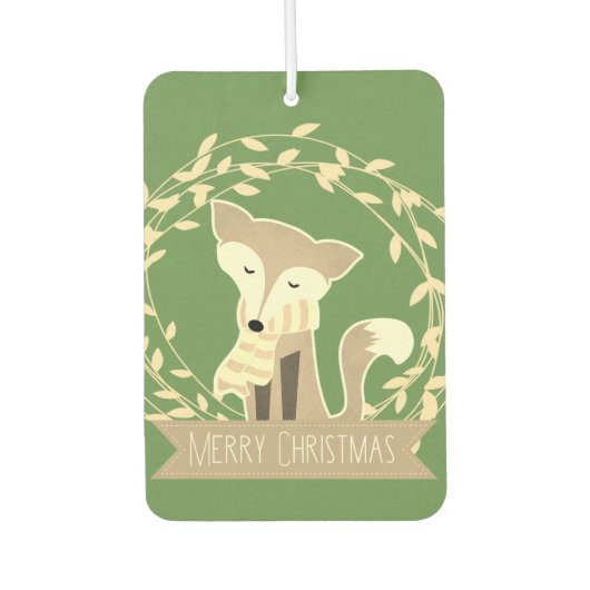 Green Merry Christmas Fox Autolufterfrischer (Vorderseite)