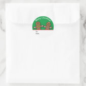 Green Merry Christmas Gingerbread Man Custom Runder Aufkleber (Tasche)