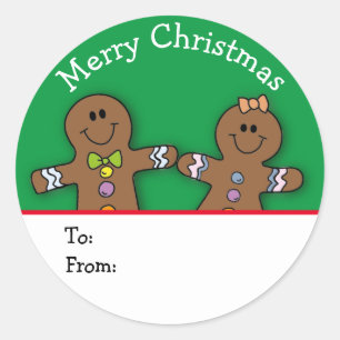 Green Merry Christmas Gingerbread Man Custom  Runder Aufkleber