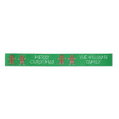 Green Merry Christmas Gingerbread Man Custom Satinband (Vorderseite)