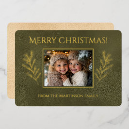 Green Merry Christmas Pine Branches Foto Folien Feiertagskarte