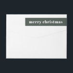 Green Merry Christmas Rücksendeadresse<br><div class="desc">Eine einfache,  moderne Ferienpackung rund um das Retourenschild mit fröhlichen Weihnachten in weißer Retro-Typografie auf grünem Hintergrund. Fügen Sie diese speziellen Details Ihren Ferien-Mailings hinzu.</div>