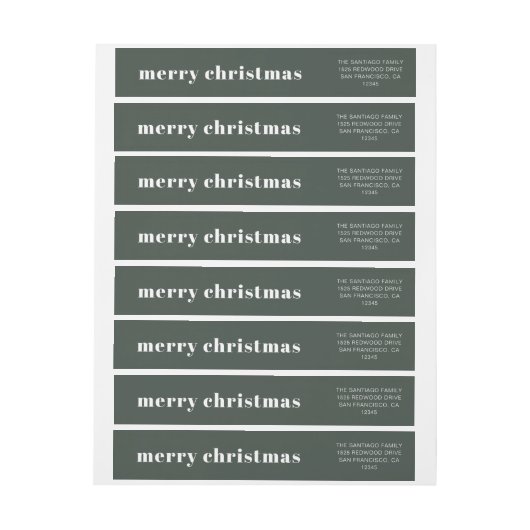 Green Merry Christmas Rücksendeadresse (Bogen)