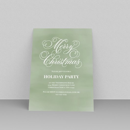 Green Merry Christmas Script Party Einladung