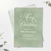 Green Merry Christmas Script Party Einladung