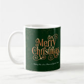 Green Merry Christmas Sparkle Gold Script Custom Kaffeetasse (Links)