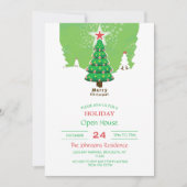 Green Merry Christmas Tree Einladung (Vorderseite)