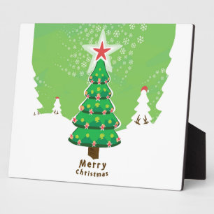 Green Merry Christmas Tree Fotoplatte