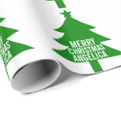 Green Merry Christmas Tree Holidays Individuelle N Geschenkpapier (Rolleneckpunkt)