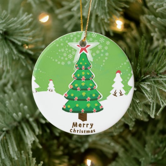 Green Merry Christmas Tree Keramik Ornament (Baum)