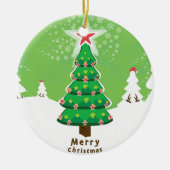 Green Merry Christmas Tree Keramik Ornament (Vorne)