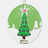 Green Merry Christmas Tree Keramik Ornament (Links)