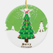 Green Merry Christmas Tree Keramik Ornament (Hinten)