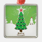 Green Merry Christmas Tree Ornament Aus Metall (Vorne)