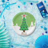 Green Merry Christmas Tree Pappteller (Party)