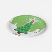 Green Merry Christmas Tree Pappteller (Schrägansicht)