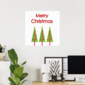 Green Merry Christmas Trees Wall Poster (Heimbüro)