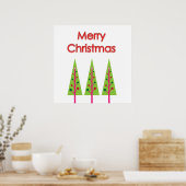 Green Merry Christmas Trees Wall Poster (Küche)