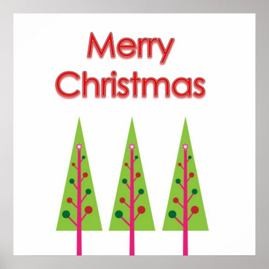 Green Merry Christmas Trees Wall Poster (Vorne)