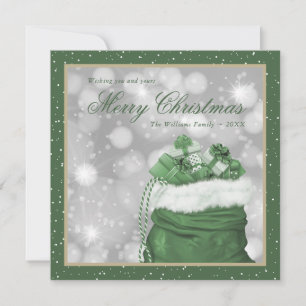 Green Merry Christmas Winter Holiday Cards Feiertagskarte
