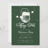 Green Merry Vibes Disco Ball Retro Weihnachts-Part Einladung (Vorderseite)