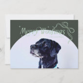 Green Merry Woofmas Hund Weihnachtskarte Feiertagskarte (Vorderseite)