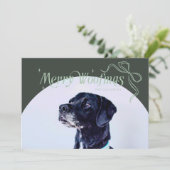 Green Merry Woofmas Hund Weihnachtskarte Feiertagskarte (Stehend Vorderseite)
