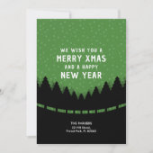 Green Merry Xmas mit Retro-Stil Wald und Schnee. Karte (Vorderseite)