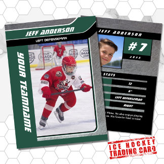 Green Metal Ice Hockey Trading Card Telefonnummerkarte