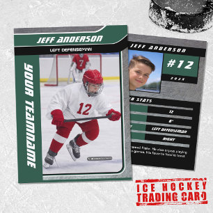 Green Metal Ice Hockey Trading Card Telefonnummerkarte