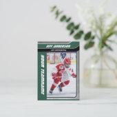 Green Metal Ice Hockey Trading Card Telefonnummerkarte (Stehend Vorderseite)