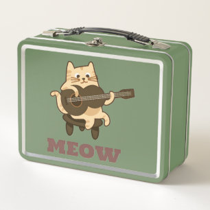 Green Metal Lunchbox - Niedliche Gitarrenkatze MEO