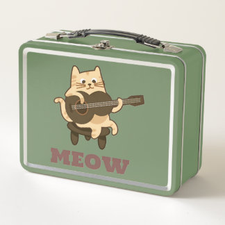 Green Metal Lunchbox - Niedliche Gitarrenkatze MEO