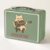 Green Metal Lunchbox - Niedliche Gitarrenkatze MEO (Rückseite)