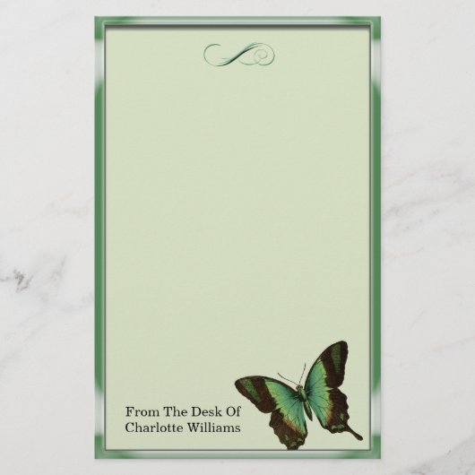 Green Metallic Butterfly Briefpapier (Vorderseite)
