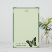 Green Metallic Butterfly Briefpapier (Stehend Vorderseite)
