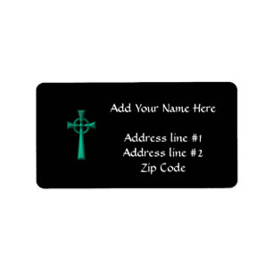 Green Metallic Celtic Cross Adressaufkleber