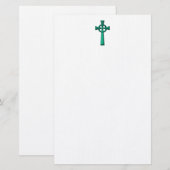Green Metallic Celtic Cross Briefpapier (Vorne/Hinten)