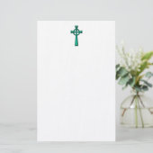 Green Metallic Celtic Cross Briefpapier (Stehend Vorderseite)