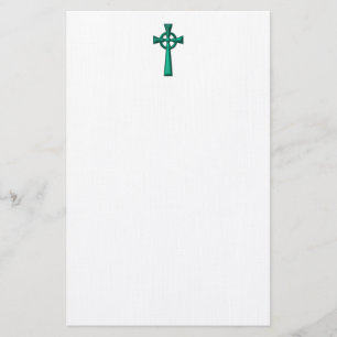 Green Metallic Celtic Cross Briefpapier